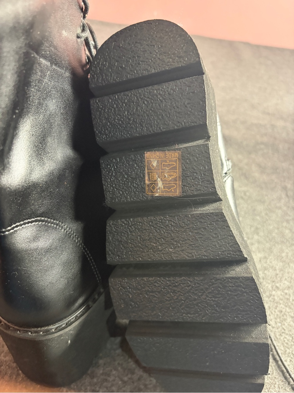 Women’s Black Lace-Up Platform Combat Boots - Picture 3 of 7